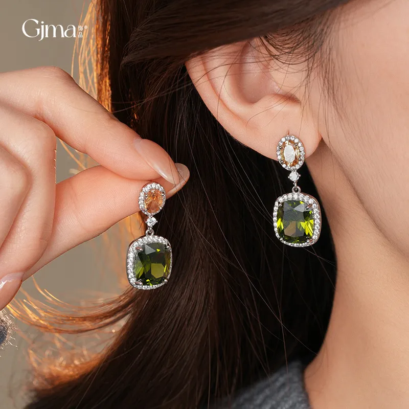 Drejew Copper Zircon Earrings Women's-1