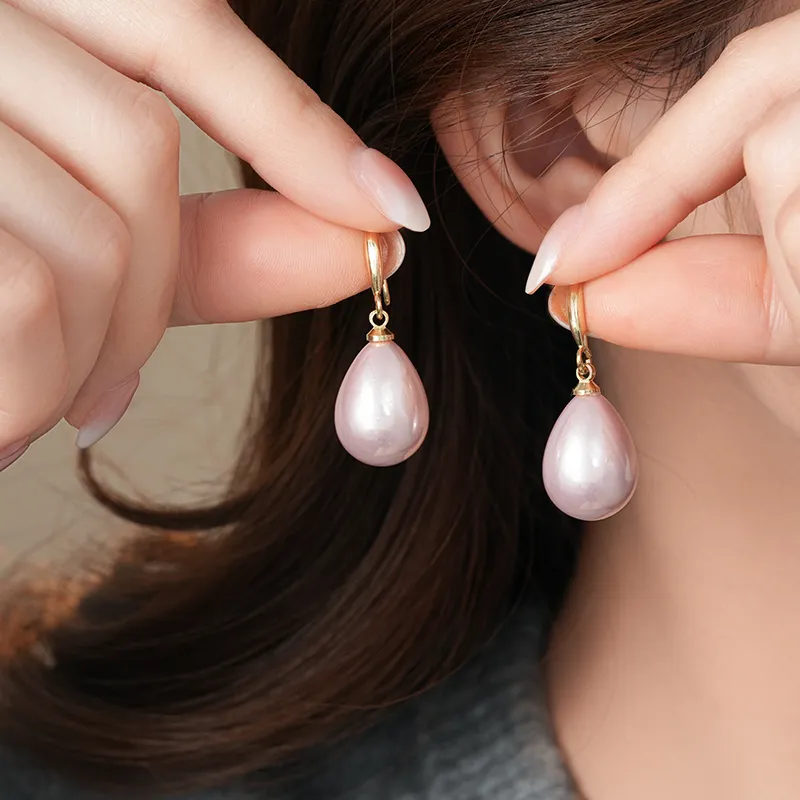 Drejew Faux Shell Pearl Earrings Women's-2