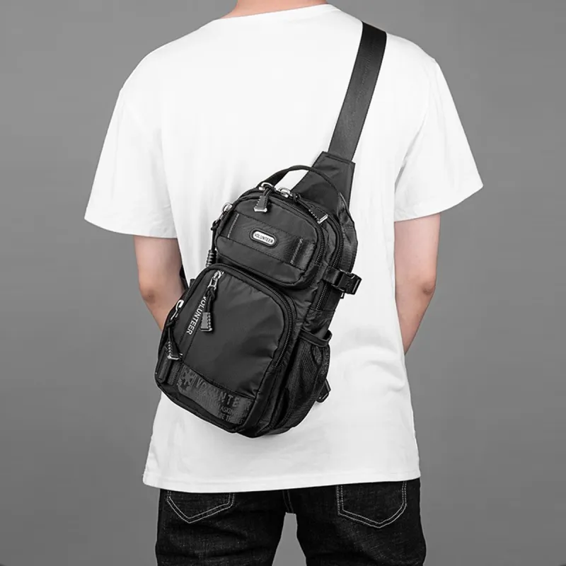 Volunteer Canvas Oxford Sling Bag Shoulder Bag Crossbody Bag Regular Men's Black/Green-3