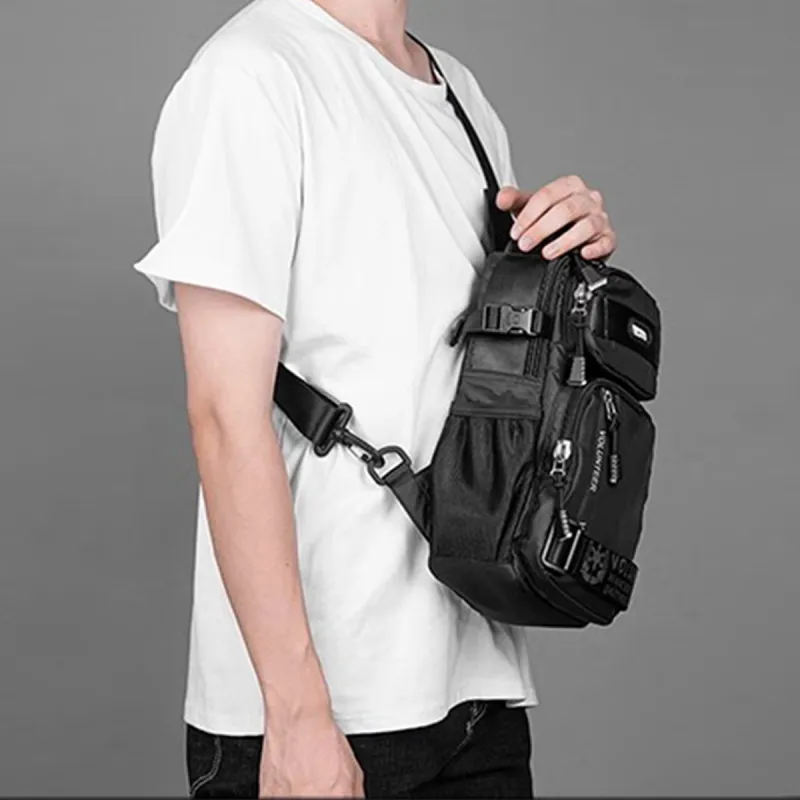 Volunteer Canvas Oxford Sling Bag Shoulder Bag Crossbody Bag Regular Men's Black/Green-4