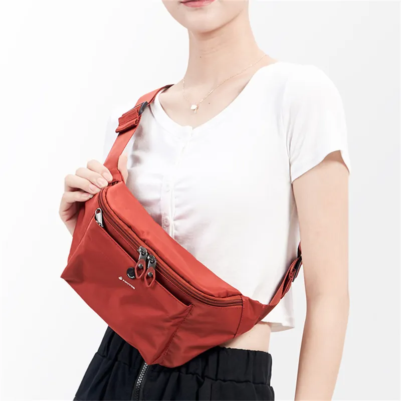 FOUVOR Oxford Cell Phone Pouch Crossbody Bag One Shoulder Fanny Pack Women's Chestnut Red/Classic Black-3