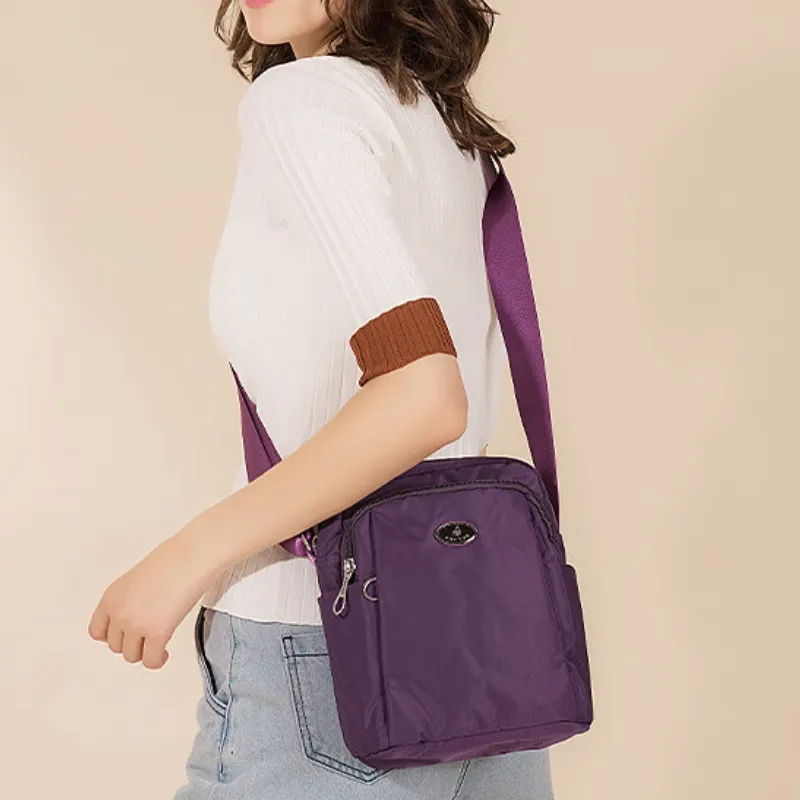FOUVOR Nylon Oxford Cloth Shoulder Bag Crossbody Bag Women's Chestnut Red/Classic Black/Romantic Purple-12