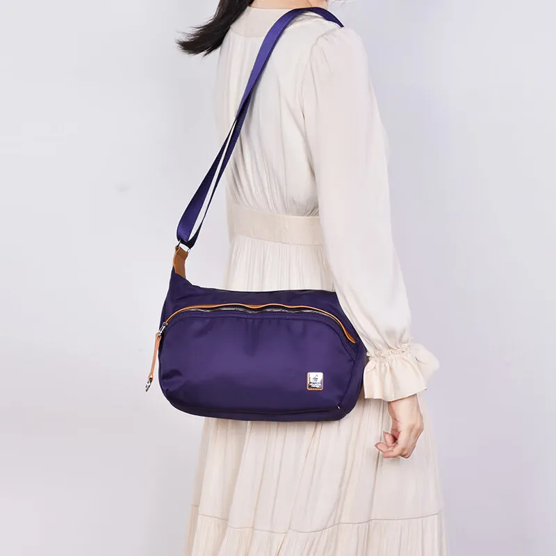 FOUVOR Oxford Shoulder Bag Medium Size Women's Light Green/classic Black/grape Purple-8