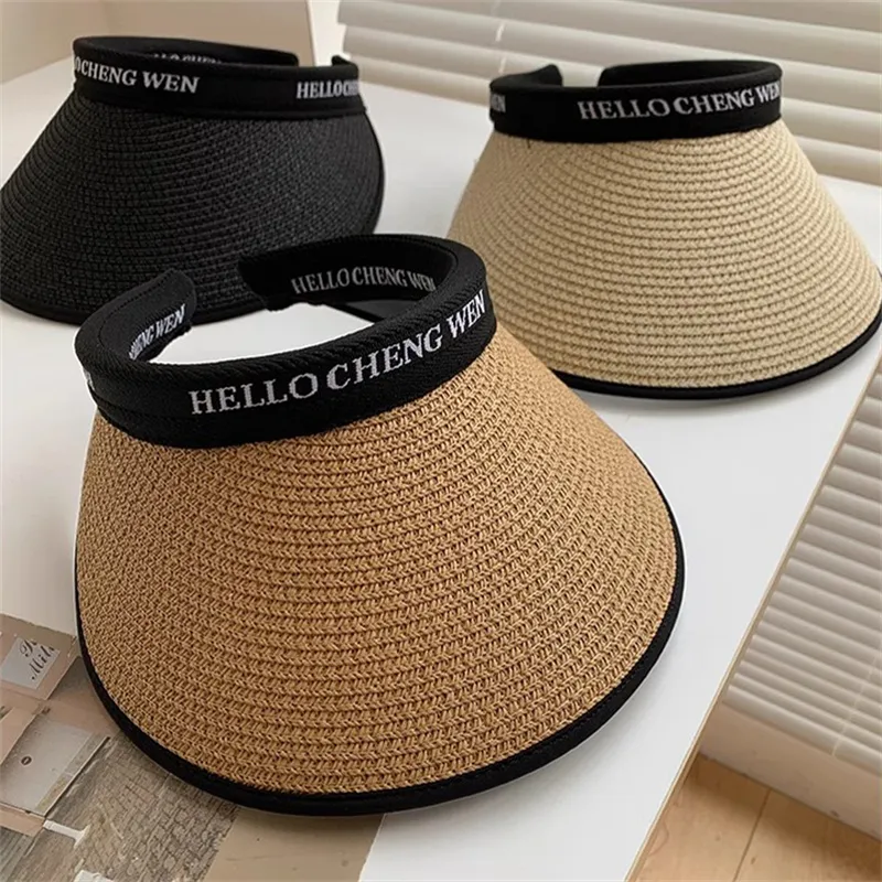 Fishing For Bears Polyester Fiber Straw Weaving Sun Protection Hats Women's-3
