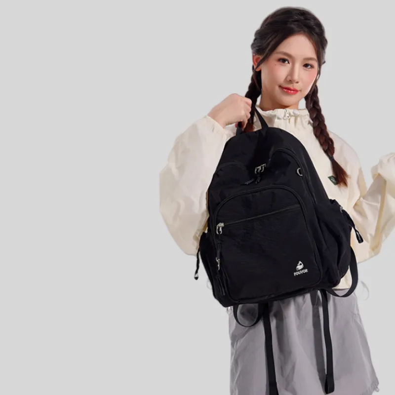 FOUVOR Nylon Fabric Backpack Unisex Multicolor-23