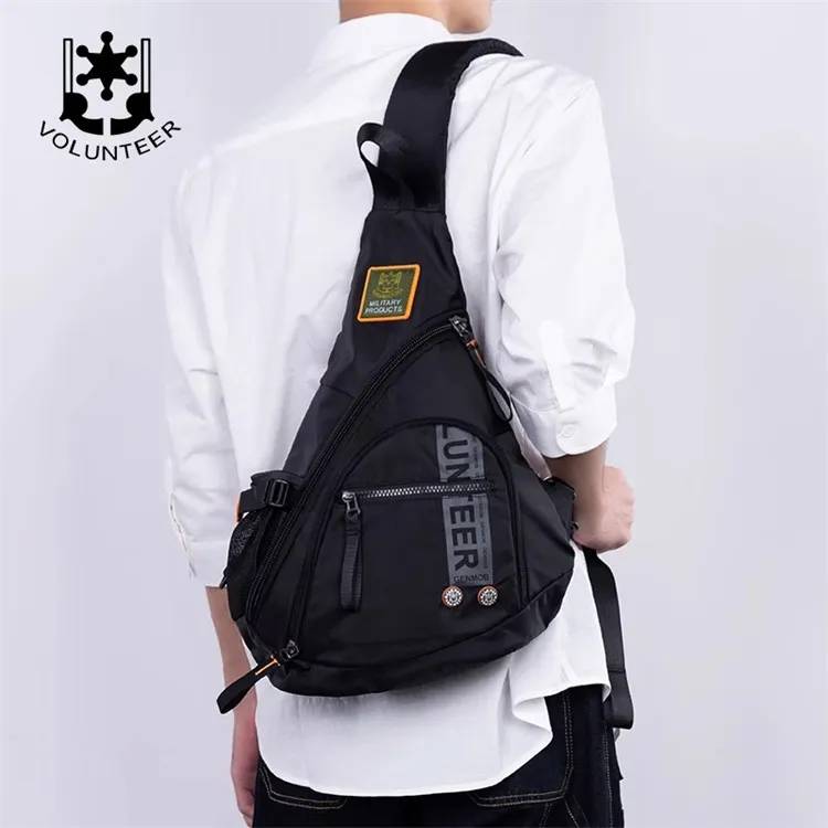 Volunteer Oxford Shoulder Bag Crossbody Bag Medium Size Men's Black-4