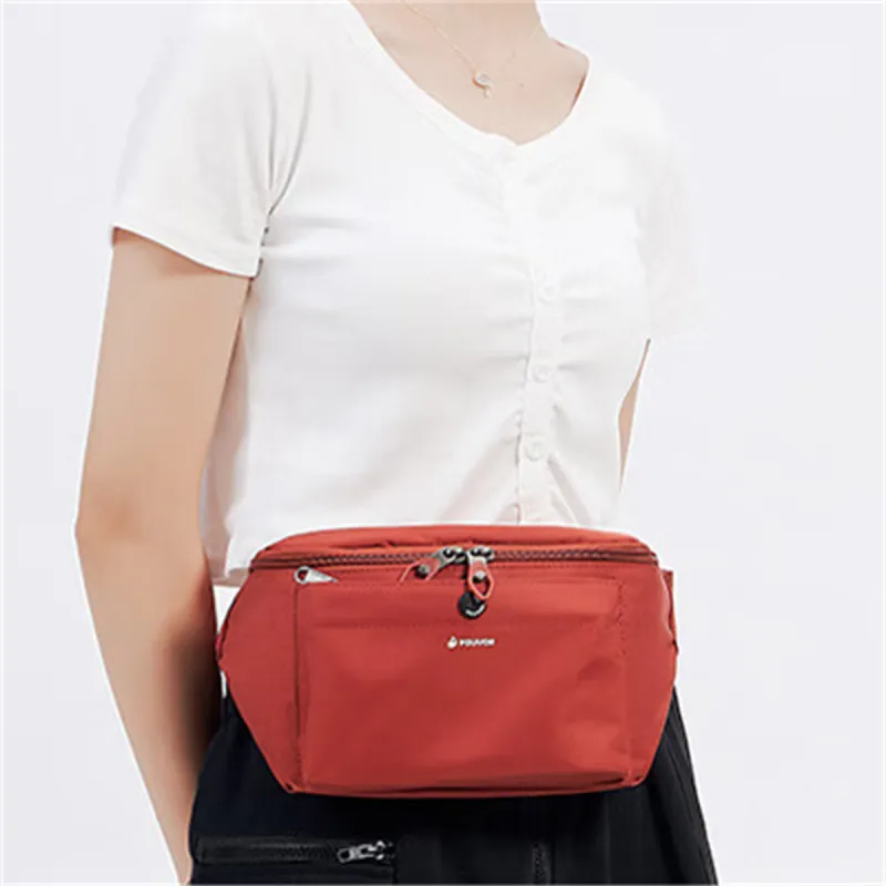 FOUVOR Oxford Cell Phone Pouch Crossbody Bag One Shoulder Fanny Pack Women's Chestnut Red/Classic Black-4