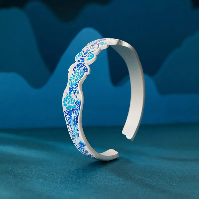 Shunqin Silver Building Sterling Silver S999 Bangles Women's-1