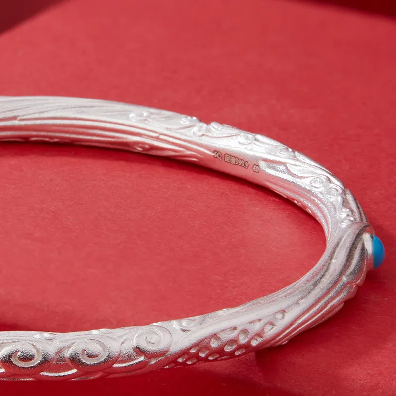 Shunqin Silver Building 999 Fine Silver Bangles Unisex-5