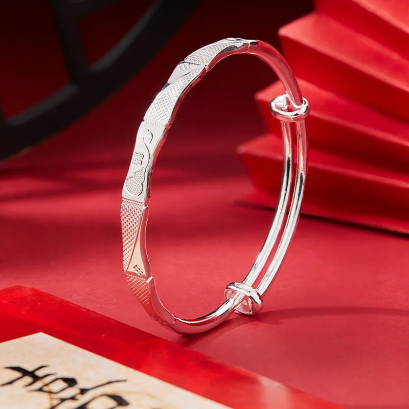 Shunqin Silver Building 999 Fine Silver Bangles Women's-1