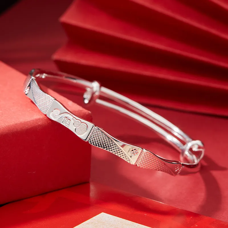 Shunqin Silver Building 999 Fine Silver Bangles Women's-3