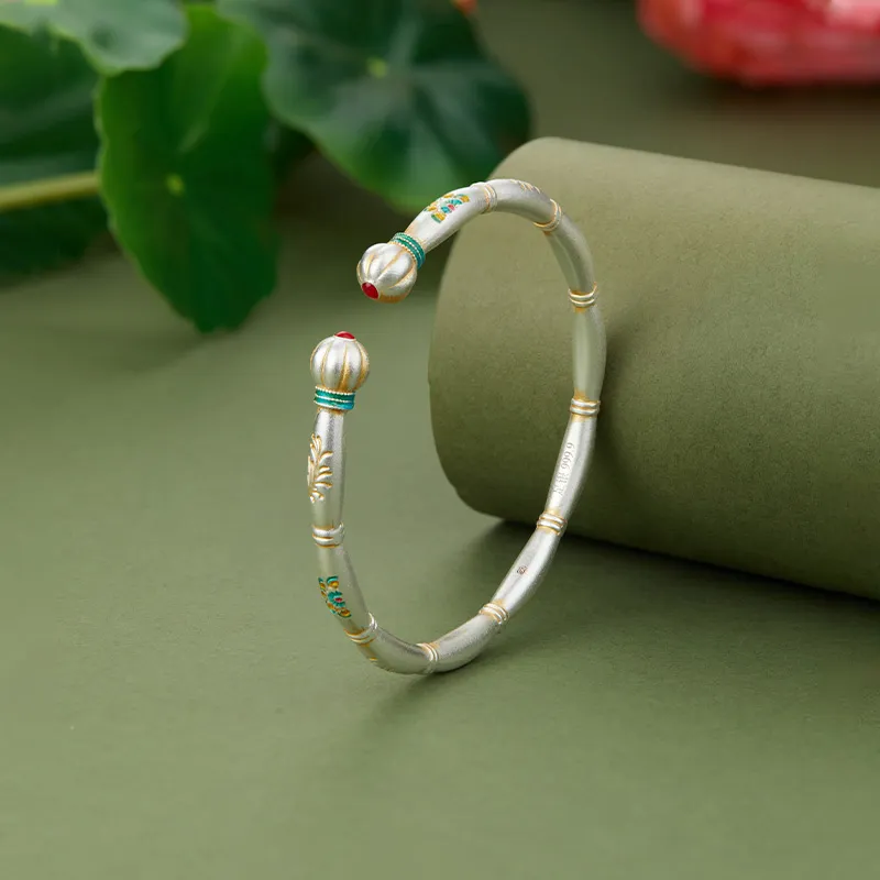 Shunqin Silver Building 999 Fine Silver Bangles Women's-1