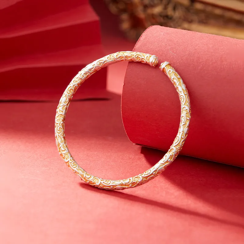Shunqin Silver Building Sterling Silver S999 Bangles Women's-2