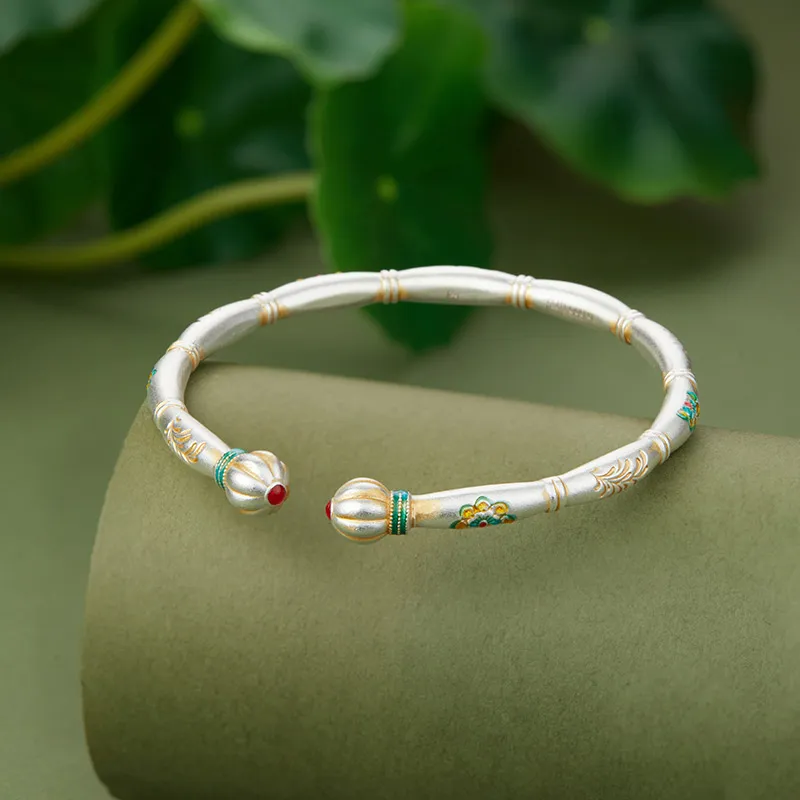 Shunqin Silver Building 999 Fine Silver Bangles Women's-2