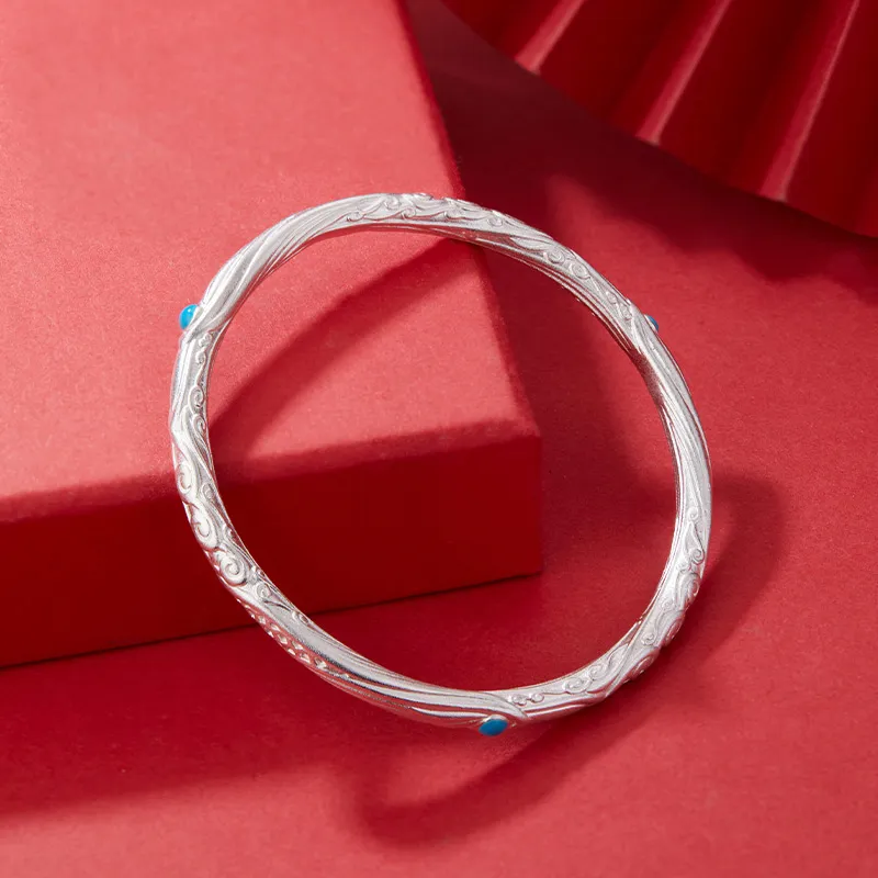 Shunqin Silver Building 999 Fine Silver Bangles Unisex-4