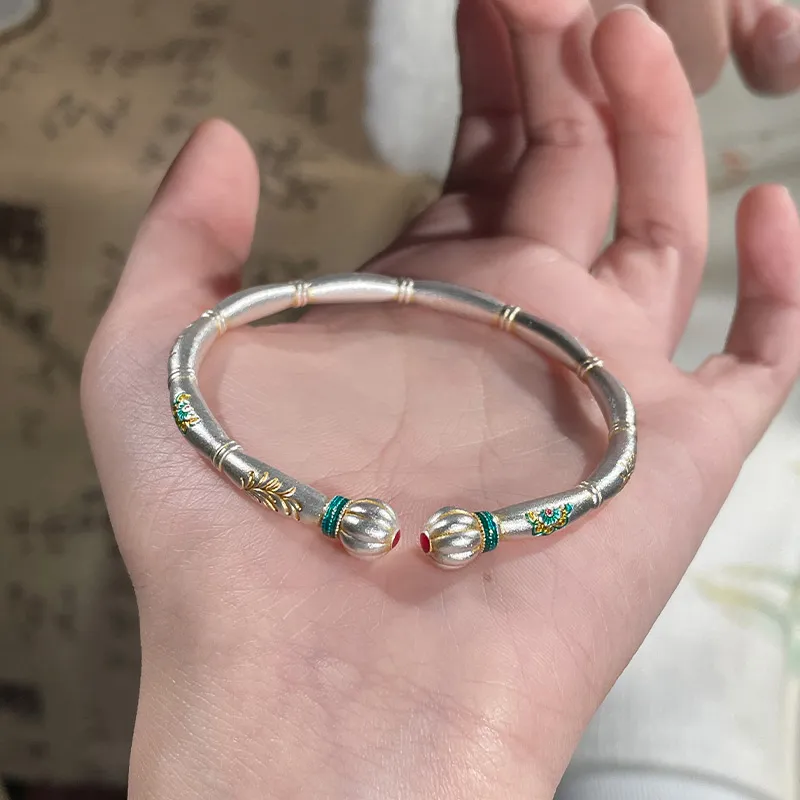 Shunqin Silver Building 999 Fine Silver Bangles Women's-4