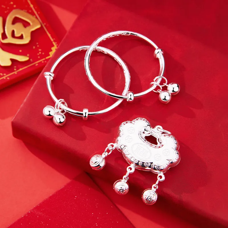 Shunqin Silver Building 999 Fine Silver Bangles Kids'-1