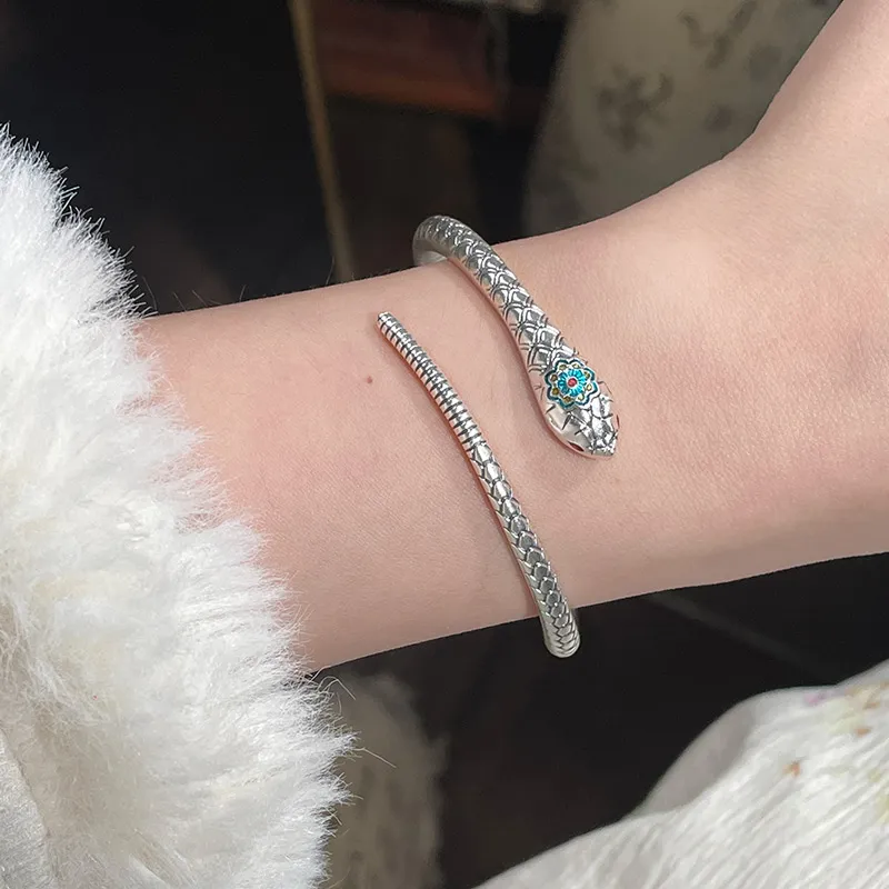Shunqin Silver Building 999 Fine Silver Bangles Women's-5