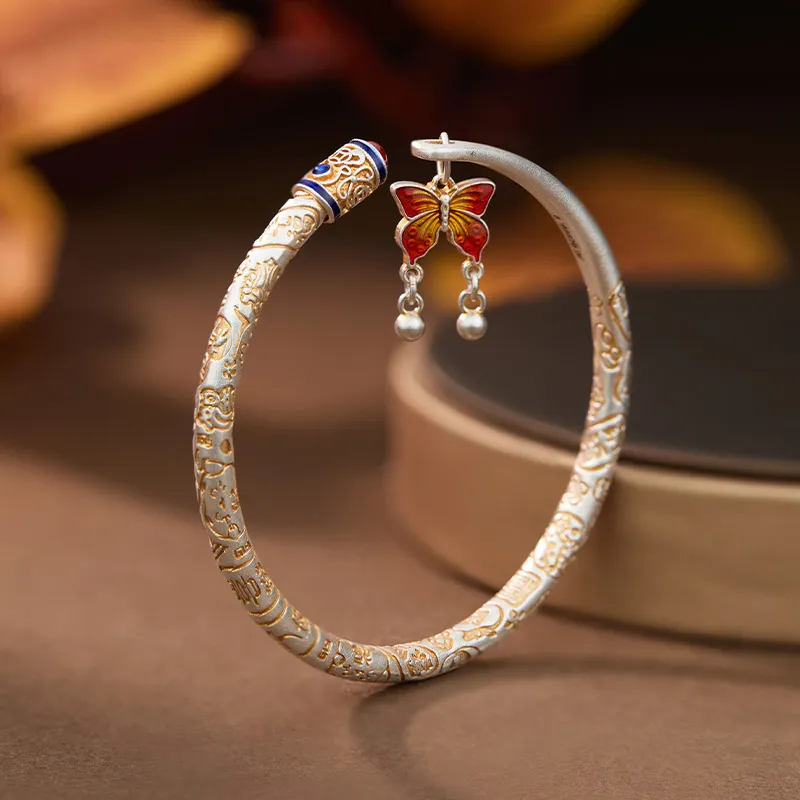 Shunqin Silver Building 999 Fine Silver Bangles Women's-1