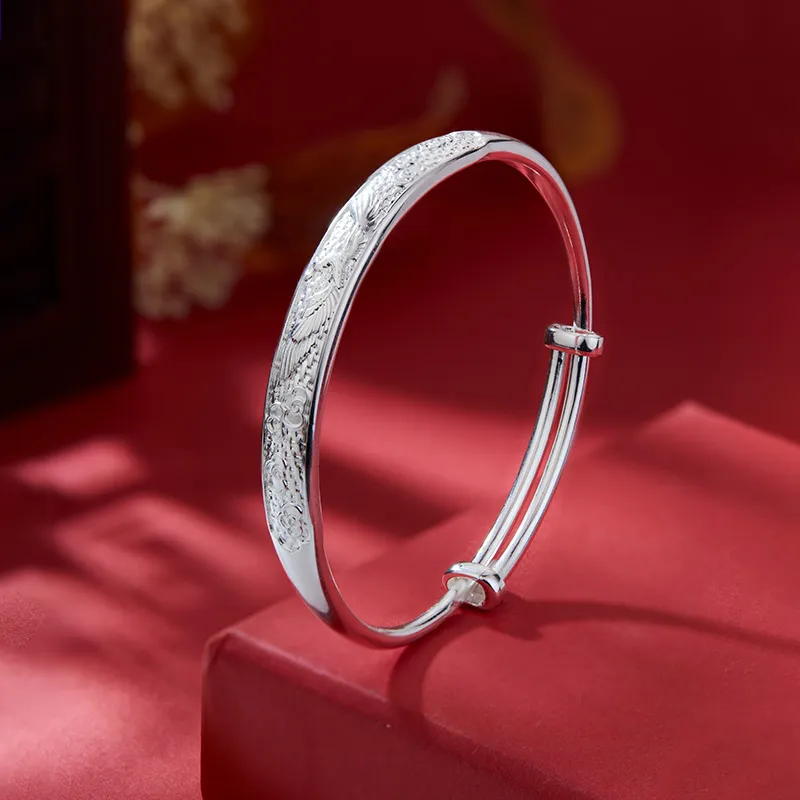 Shunqin Silver Building 999 Fine Silver Bangles Women's-1