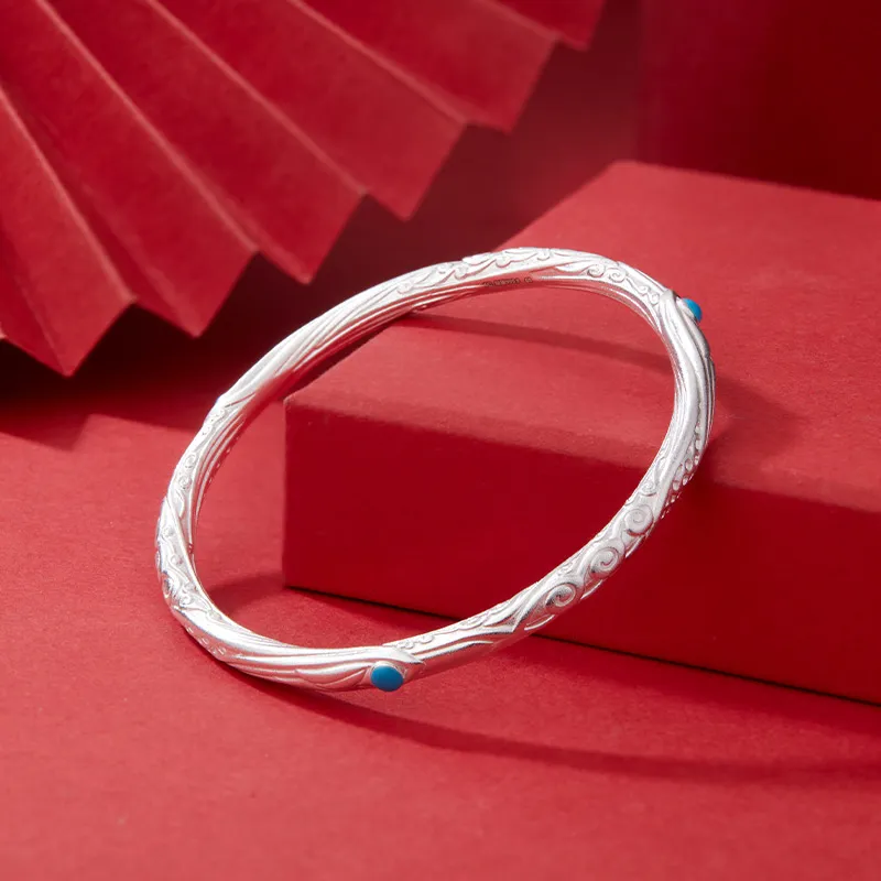 Shunqin Silver Building 999 Fine Silver Bangles Unisex-3