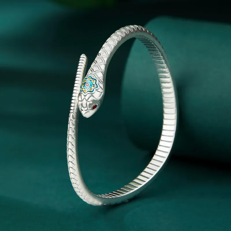 Shunqin Silver Building 999 Fine Silver Bangles Women's-1