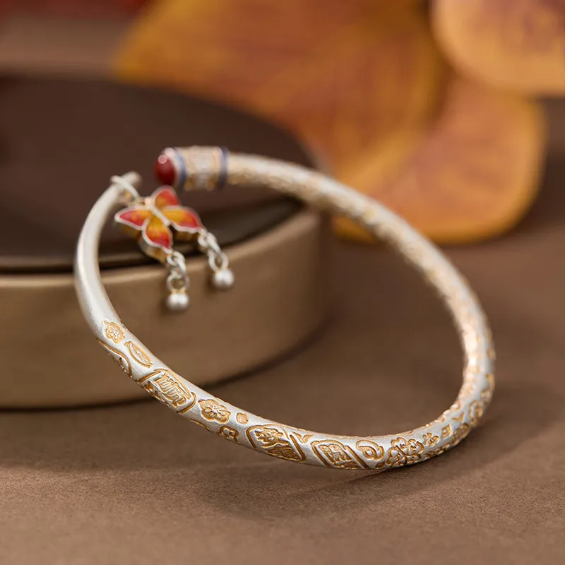 Shunqin Silver Building 999 Fine Silver Bangles Women's-4