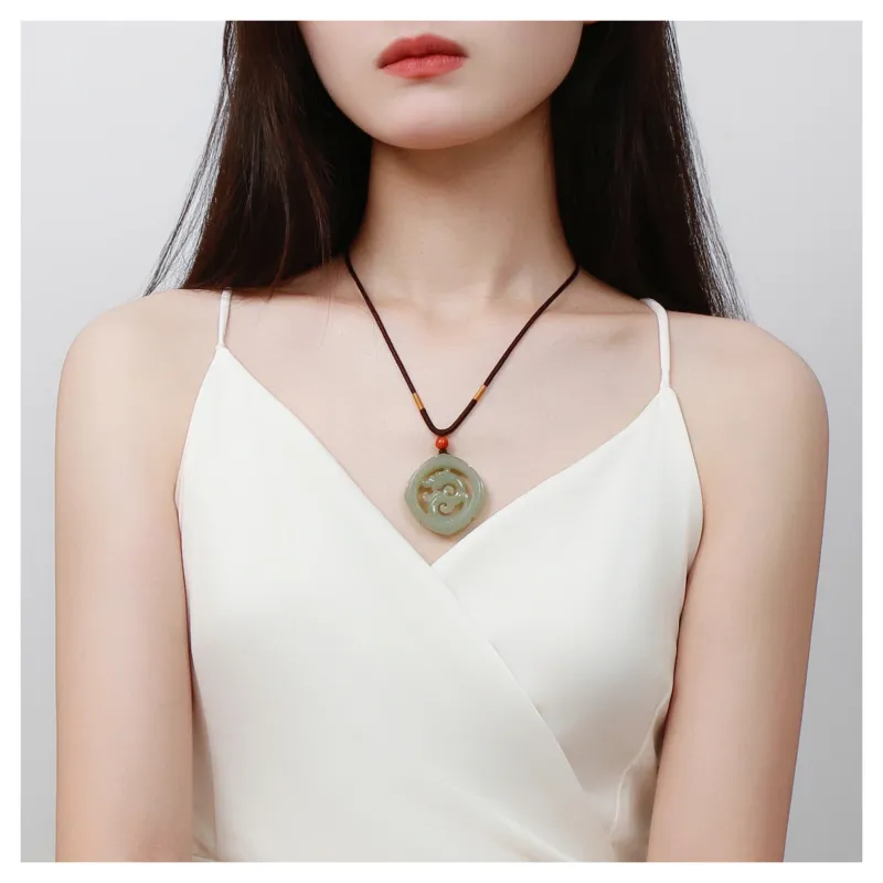 JIAHAOJADE Hetian Jade Necklaces Green Jade Unisex-4