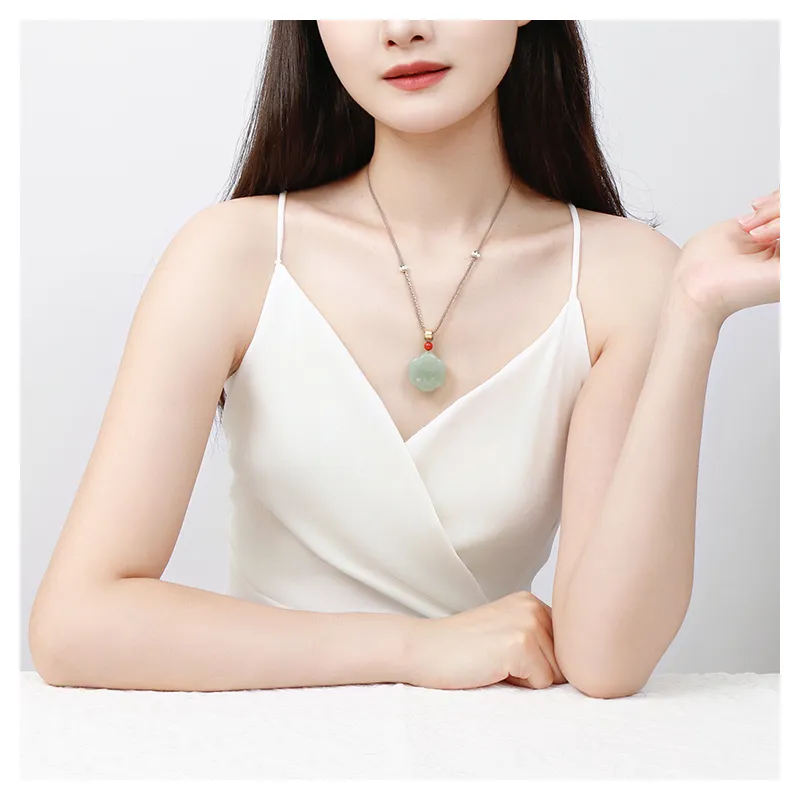JIAHAOJADE Hetian Jade Necklaces Green Jade Women's-6