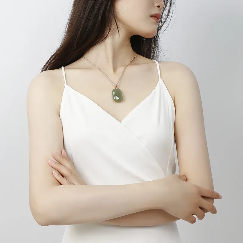 JIAHAOJADE Hetian Jade Necklaces Green Jade Women's-5