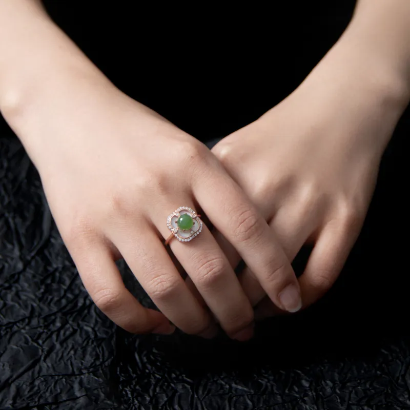JIAHAOJADE Hetian Jade Rings Jasper Women's-6
