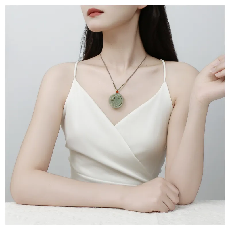 JIAHAOJADE Hetian Jade Necklaces Green Jade Unisex-5