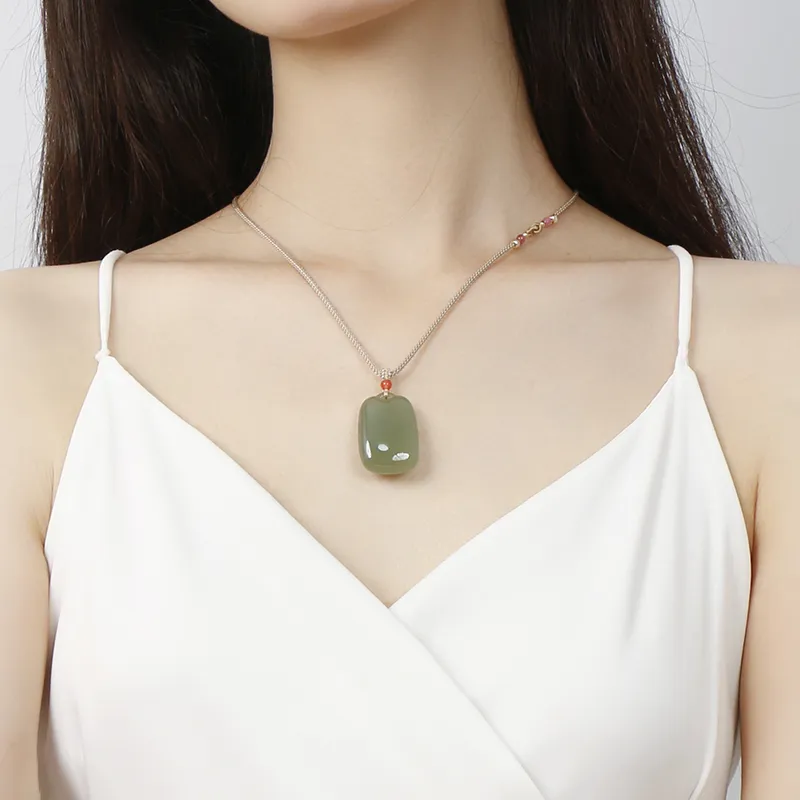 JIAHAOJADE Hetian Jade Necklaces Green Jade Women's-3