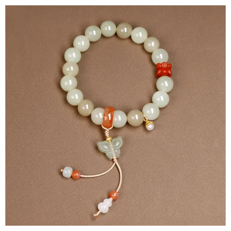 JIAHAOJADE Hetian Jade Bracelets Pale Greenish White Jade Women's-2