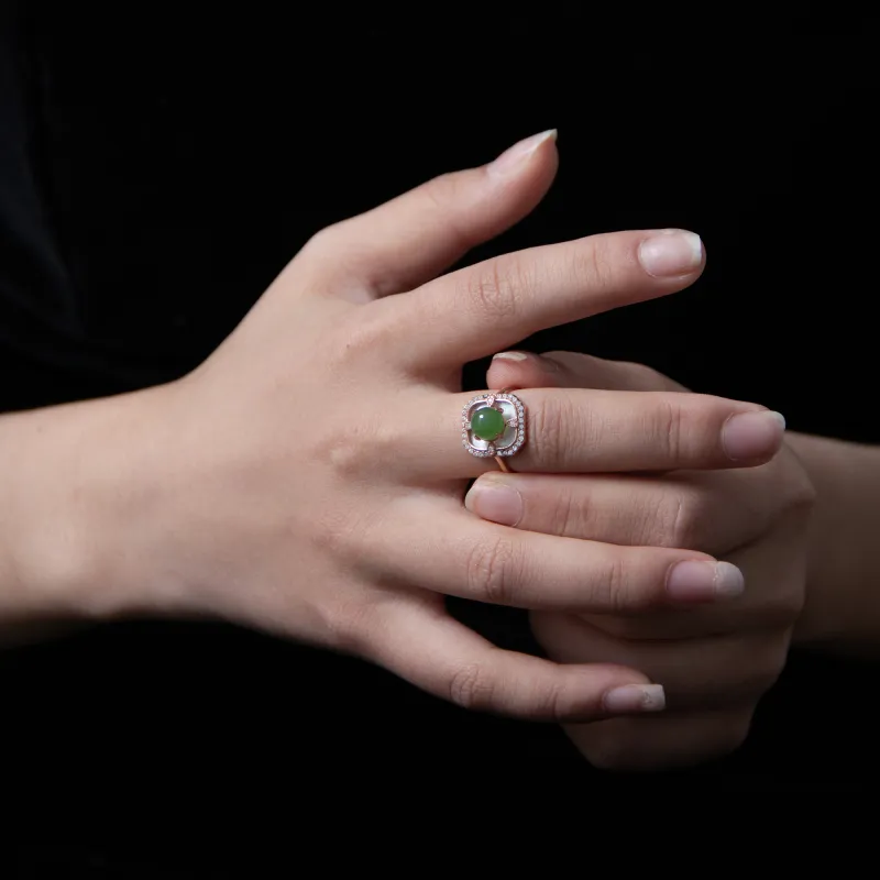JIAHAOJADE Hetian Jade Rings Jasper Women's-5