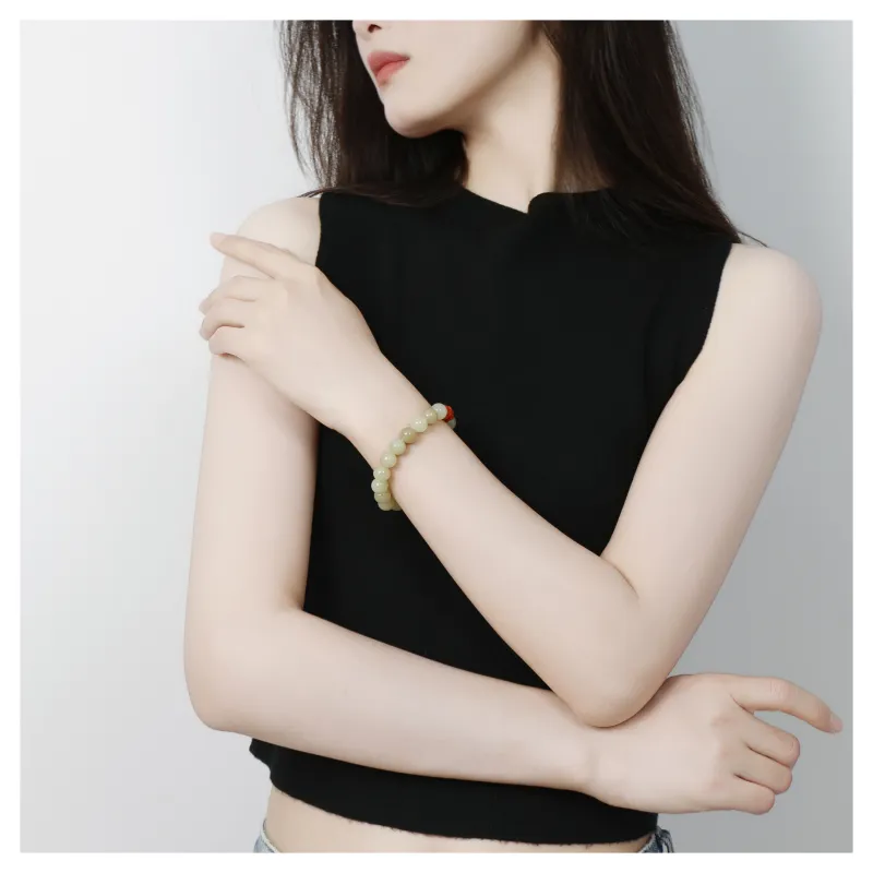 JIAHAOJADE Hetian Jade Bracelets Pale Greenish White Jade Women's-5