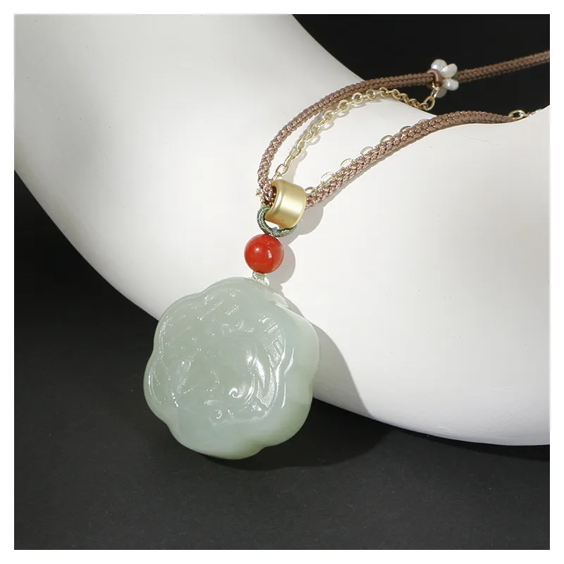 JIAHAOJADE Hetian Jade Necklaces Green Jade Women's-3
