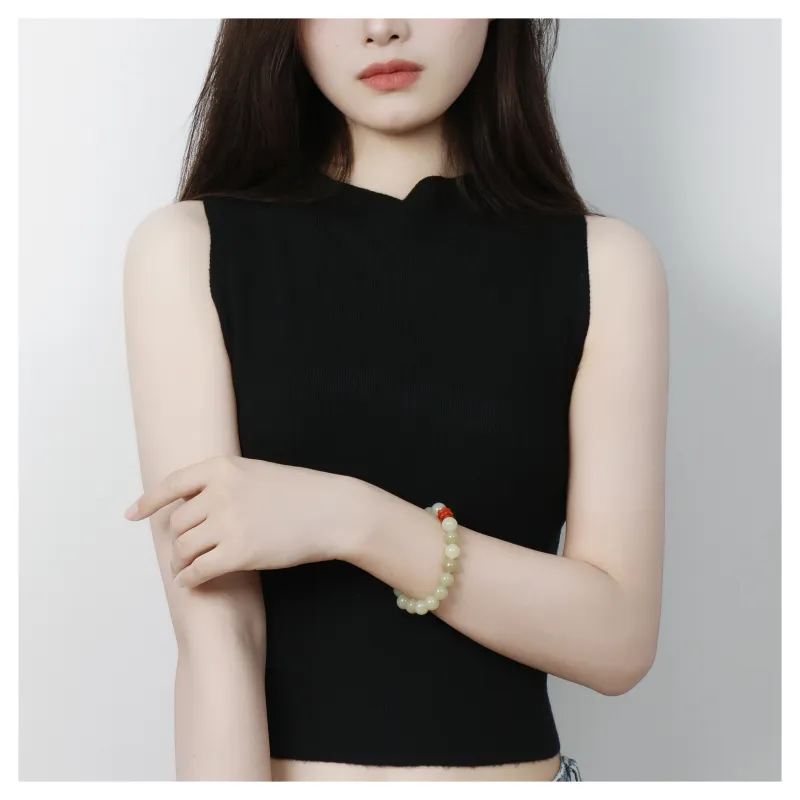 JIAHAOJADE Hetian Jade Bracelets Pale Greenish White Jade Women's-7