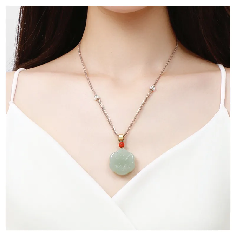 JIAHAOJADE Hetian Jade Necklaces Green Jade Women's-4