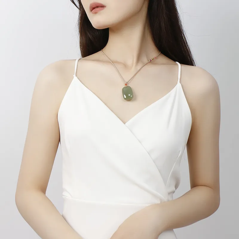 JIAHAOJADE Hetian Jade Necklaces Green Jade Women's-4