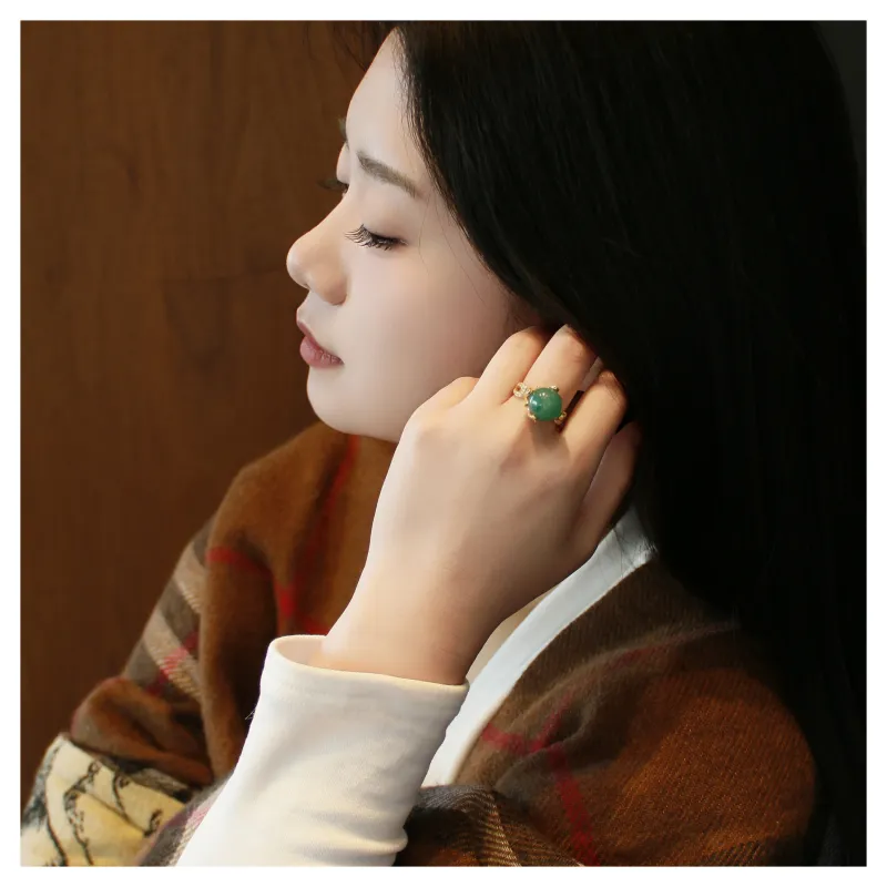 JIAHAOJADE Dulong Jade African Jadeite Ring Women's-6