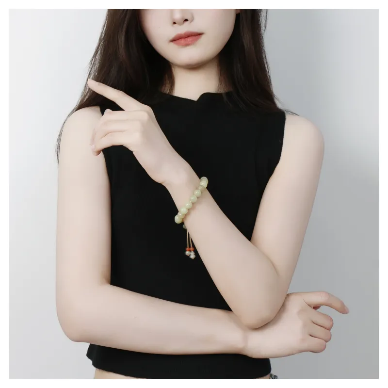 JIAHAOJADE Hetian Jade Bracelets Pale Greenish White Jade Women's-4