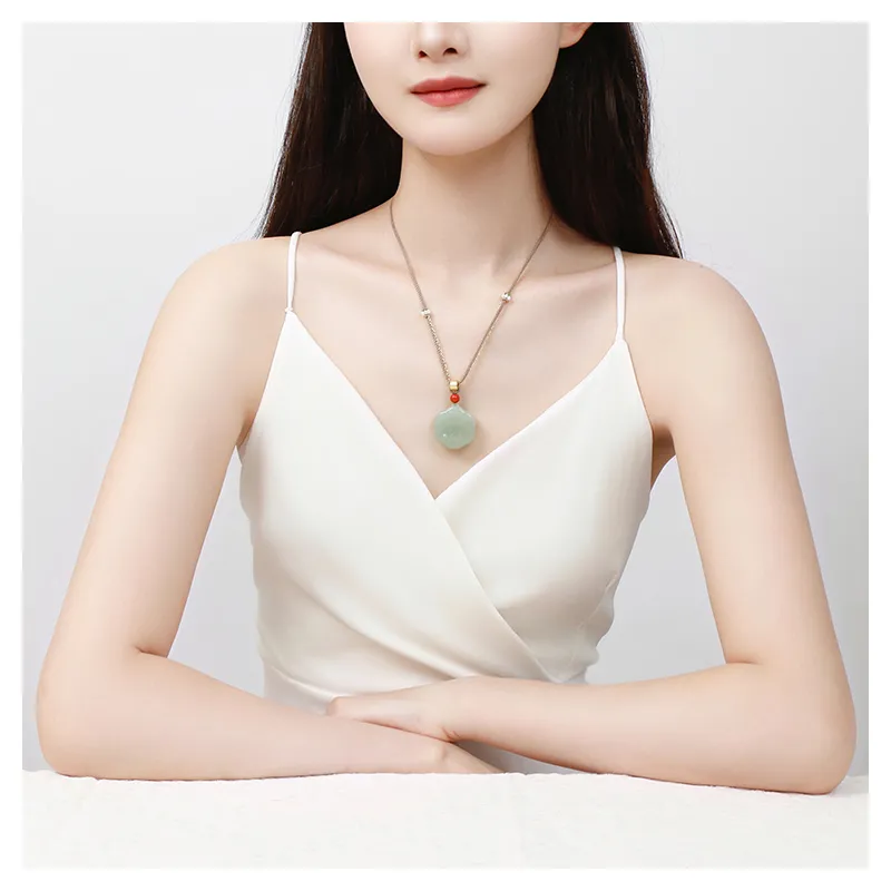 JIAHAOJADE Hetian Jade Necklaces Green Jade Women's-5
