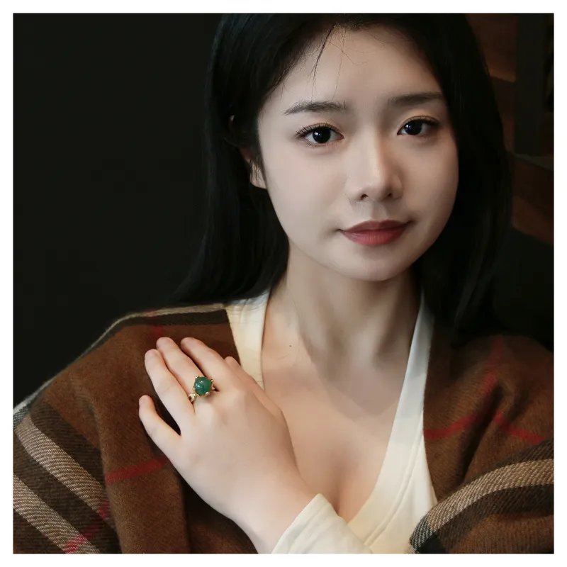 JIAHAOJADE Dulong Jade African Jadeite Ring Women's-7