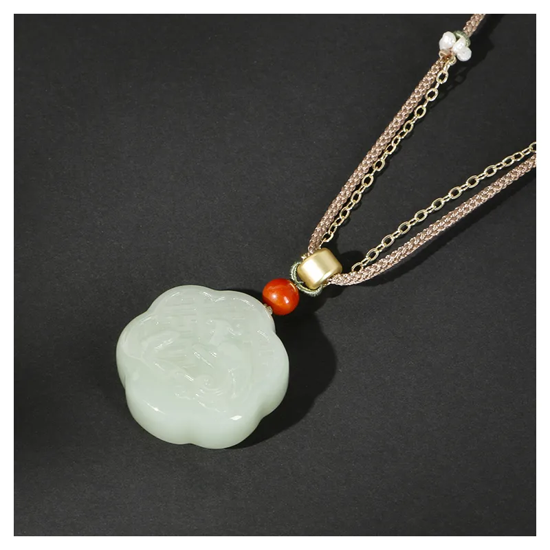 JIAHAOJADE Hetian Jade Necklaces Green Jade Women's-2