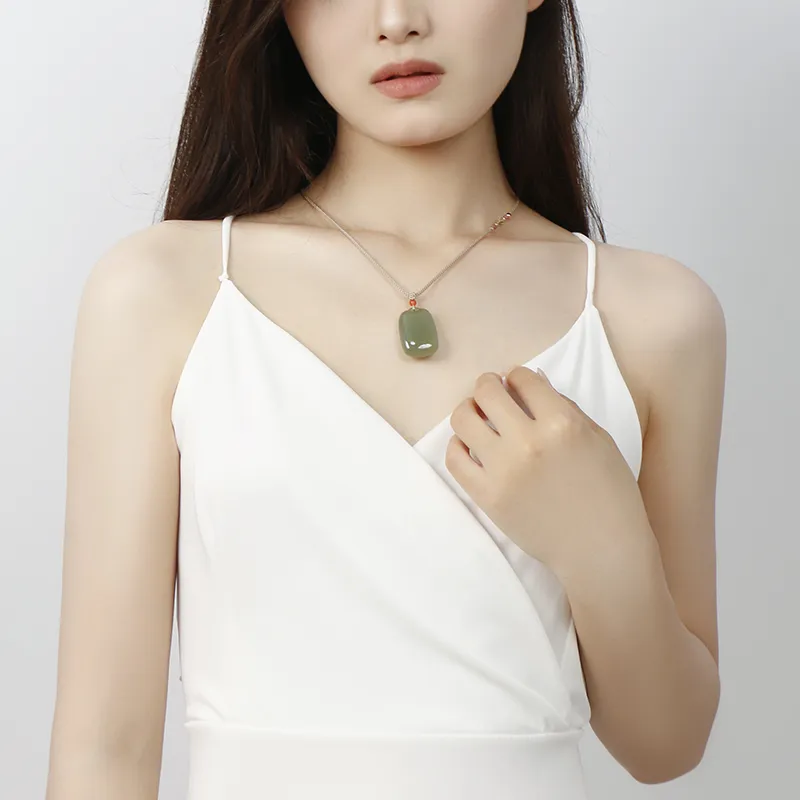 JIAHAOJADE Hetian Jade Necklaces Green Jade Women's-6