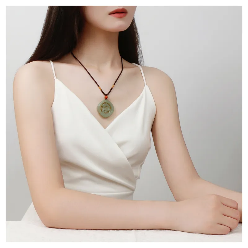 JIAHAOJADE Hetian Jade Necklaces Green Jade Unisex-6