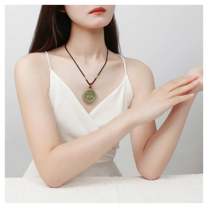 JIAHAOJADE Hetian Jade Necklaces Green Jade Unisex-5