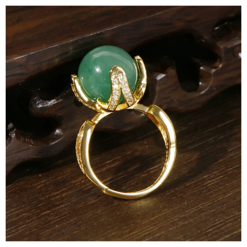 JIAHAOJADE Dulong Jade African Jadeite Ring Women's-1