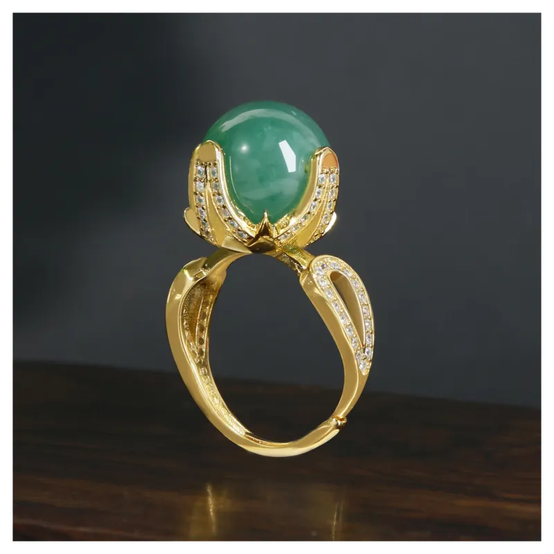 JIAHAOJADE Dulong Jade African Jadeite Ring Women's-2